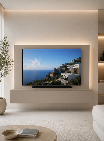 SET TV Unit 8' Taupe + Back-panel (Fascia) Taupe
