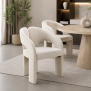 TRACY Travertine Dining Table + (4) ALBA Dining Chair