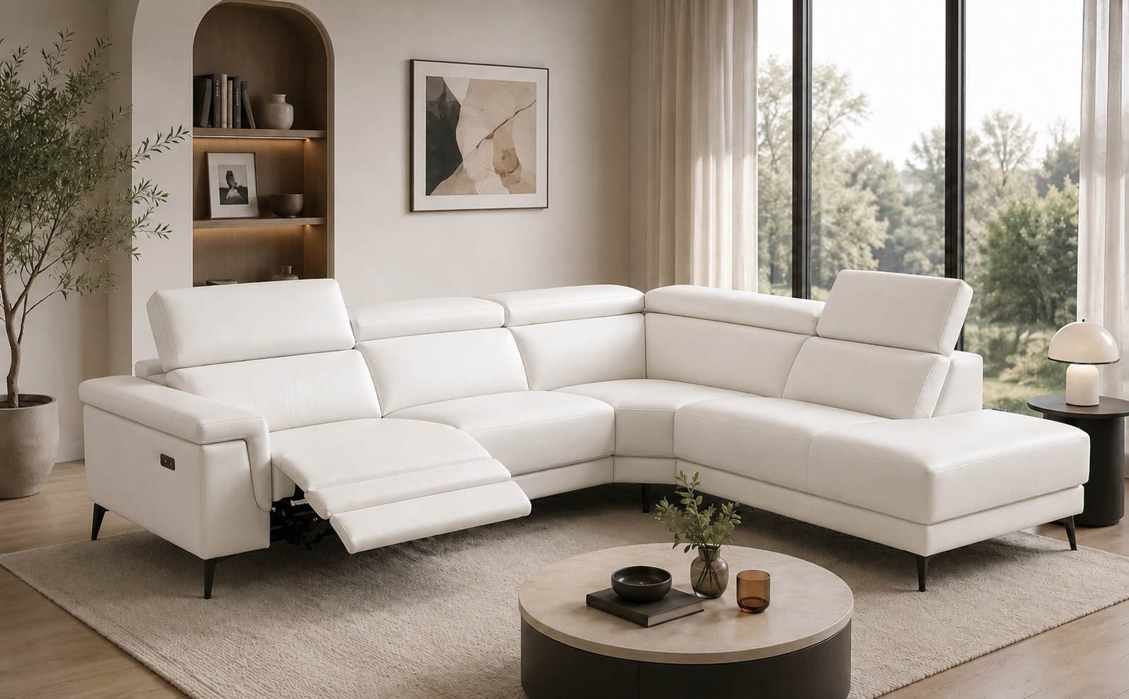 LORENZO Leather Power Reclining Sectional