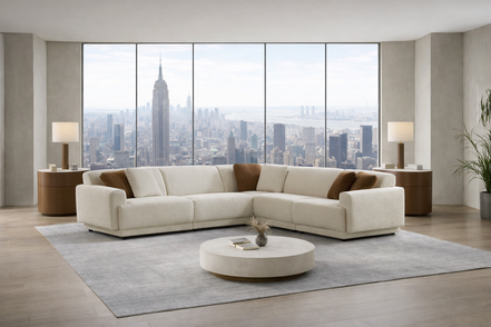 AURORA Sectional in Beige Fabric
