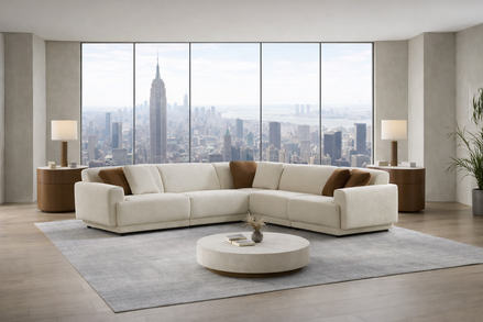 AURORA Sectional in Beige Fabric