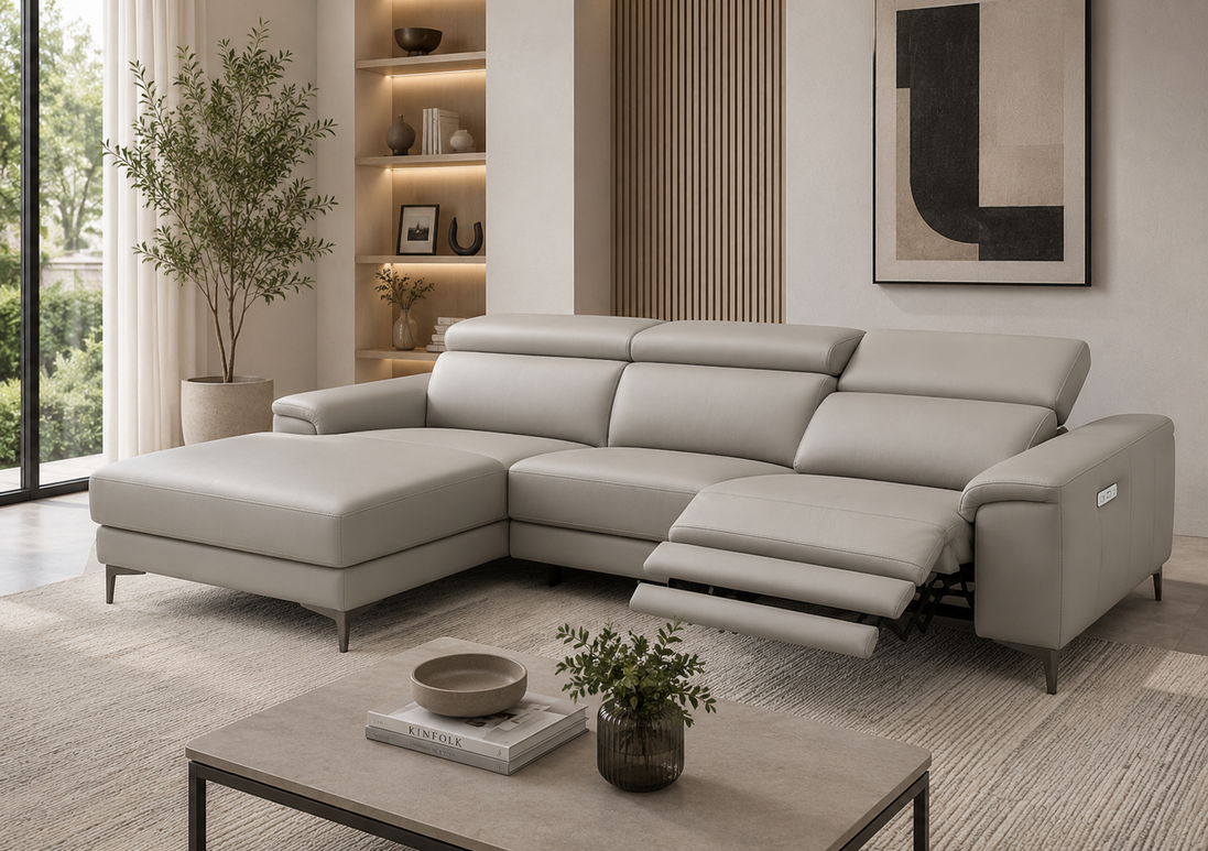 SUMMIT Leather Sofa w/ Left Chaise