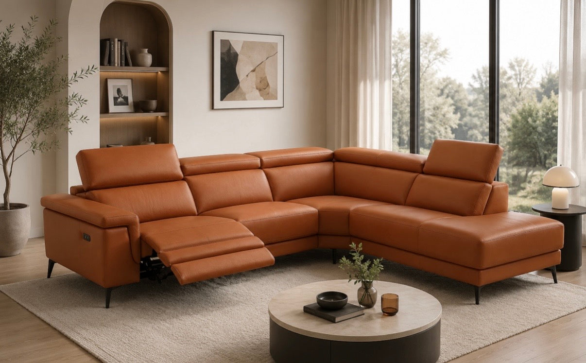 LORENZO Leather Power Reclining Sectional