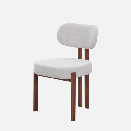 OLIVIA Dining Chair Walnut in Grey Fabric