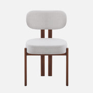 OLIVIA Dining Chair Walnut in Grey Fabric