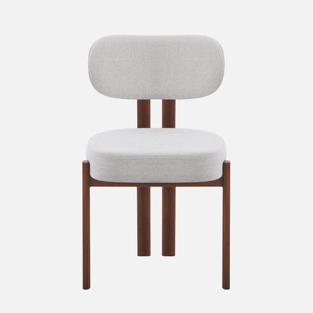 OLIVIA Dining Chair Walnut in Grey Fabric