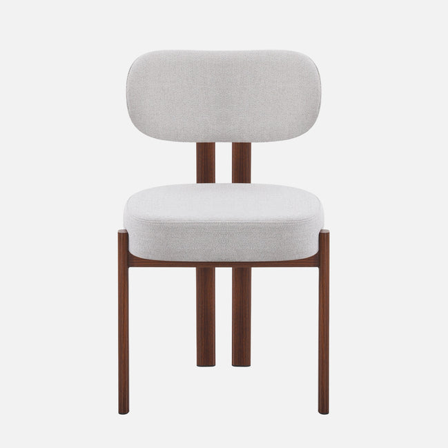 OLIVIA Dining Chair Walnut in Grey Fabric
