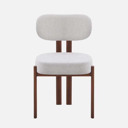 OLIVIA Dining Chair Walnut in Grey Fabric